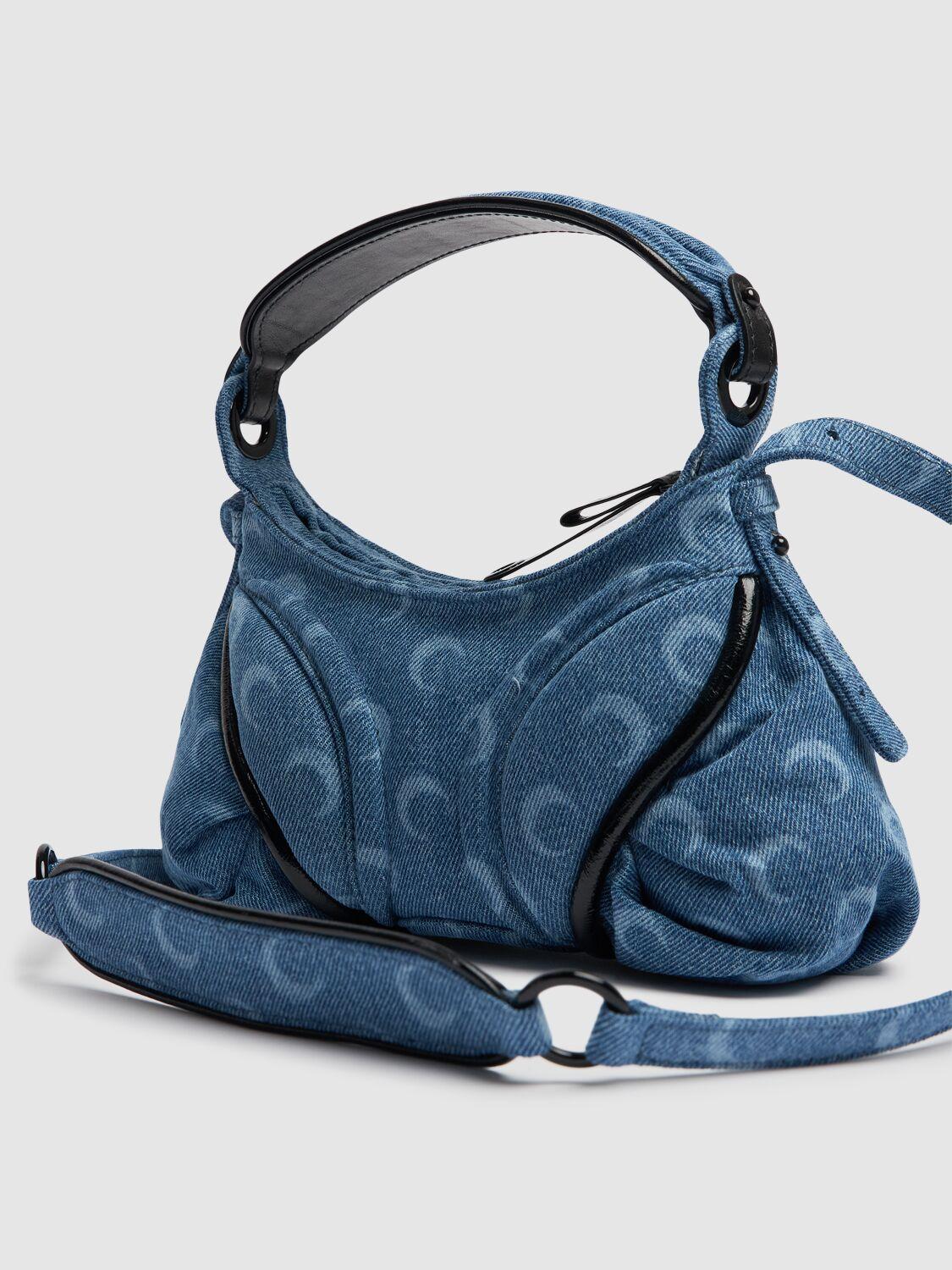Marine Serre Moon Laser Futura Denim Mini Bag in Blue | Lyst