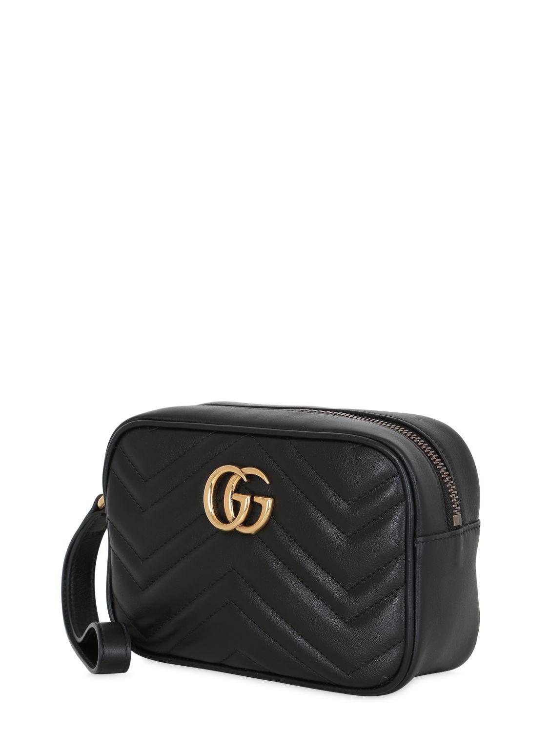 Gucci GG Marmont 2.0 Leather Shoulder Bag in Black - Lyst