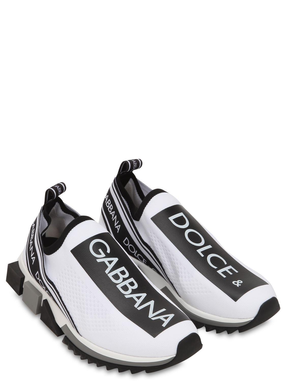 dolce & gabbana black white and red sorrento logo sneakers