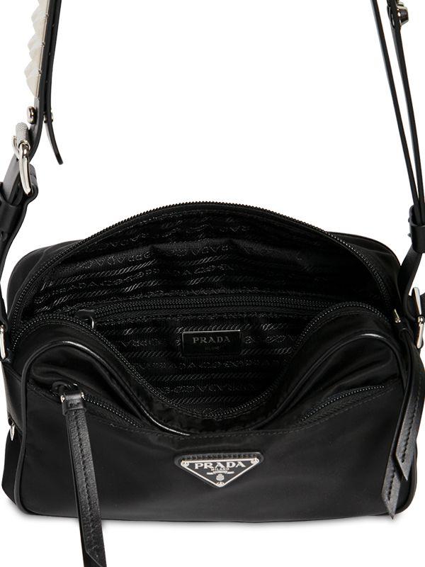 Prada Synthetic Nylon Camera Bag W/ Studded Strap in Black Lyst