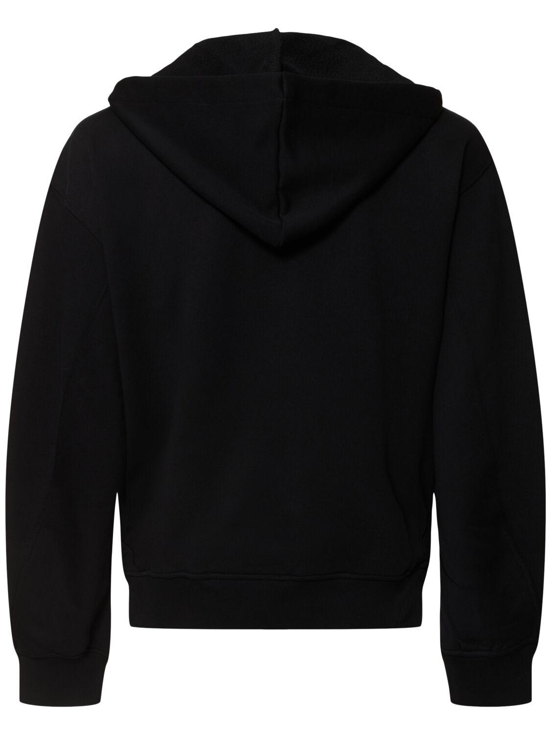 Helmut Lang メンズ ブラック コットンフーデッドスウェットシャツ 