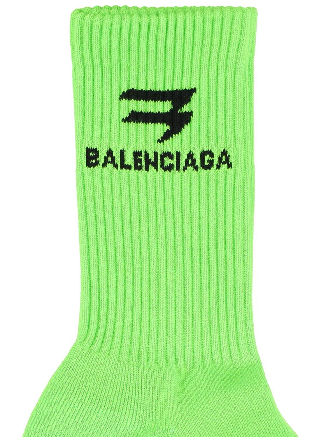 Balenciaga New Sporty B Jacquard Socks in Green | Lyst
