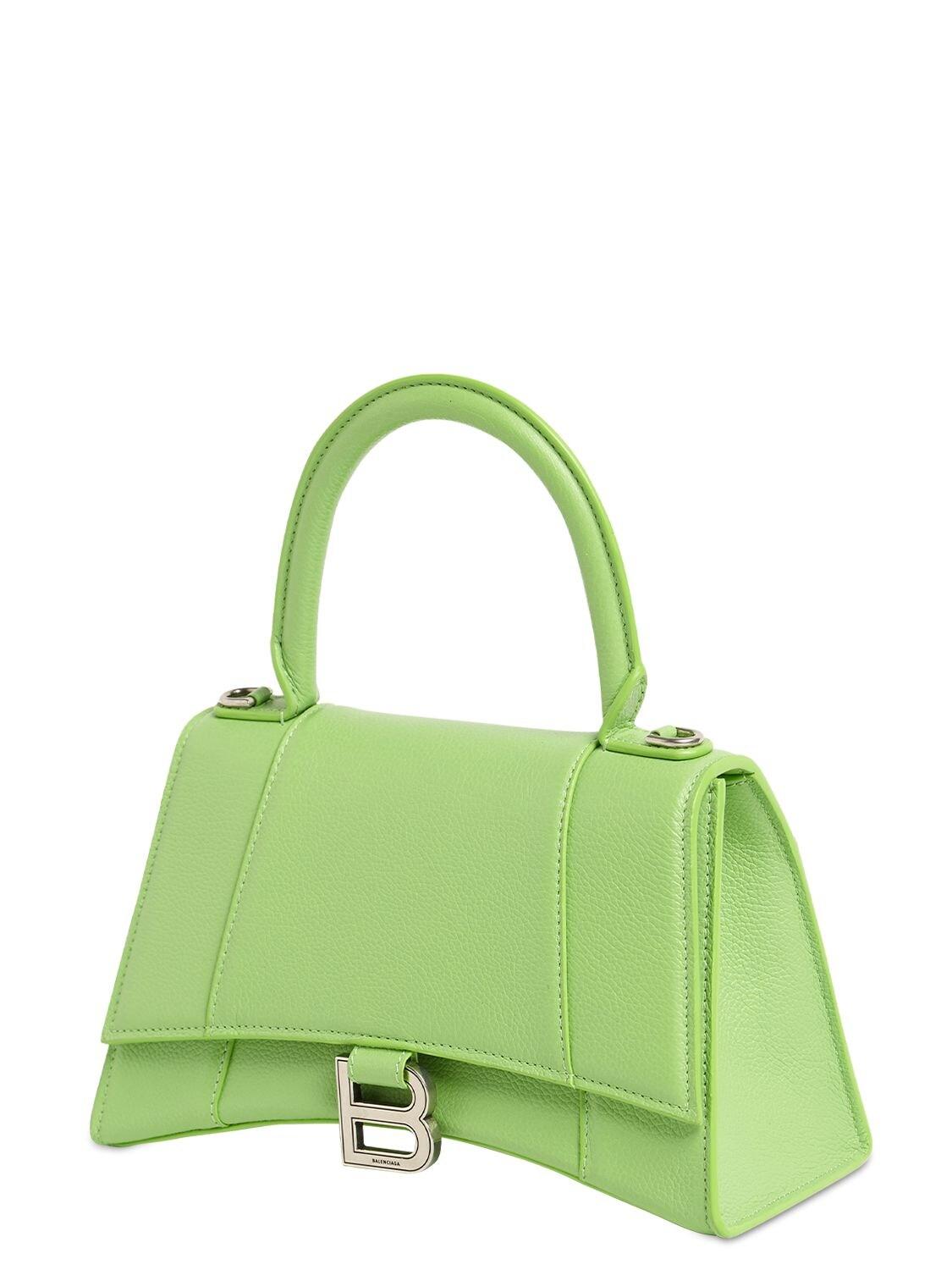 Balenciaga Hourglass Small Leather Top-handle Bag in Light Green 