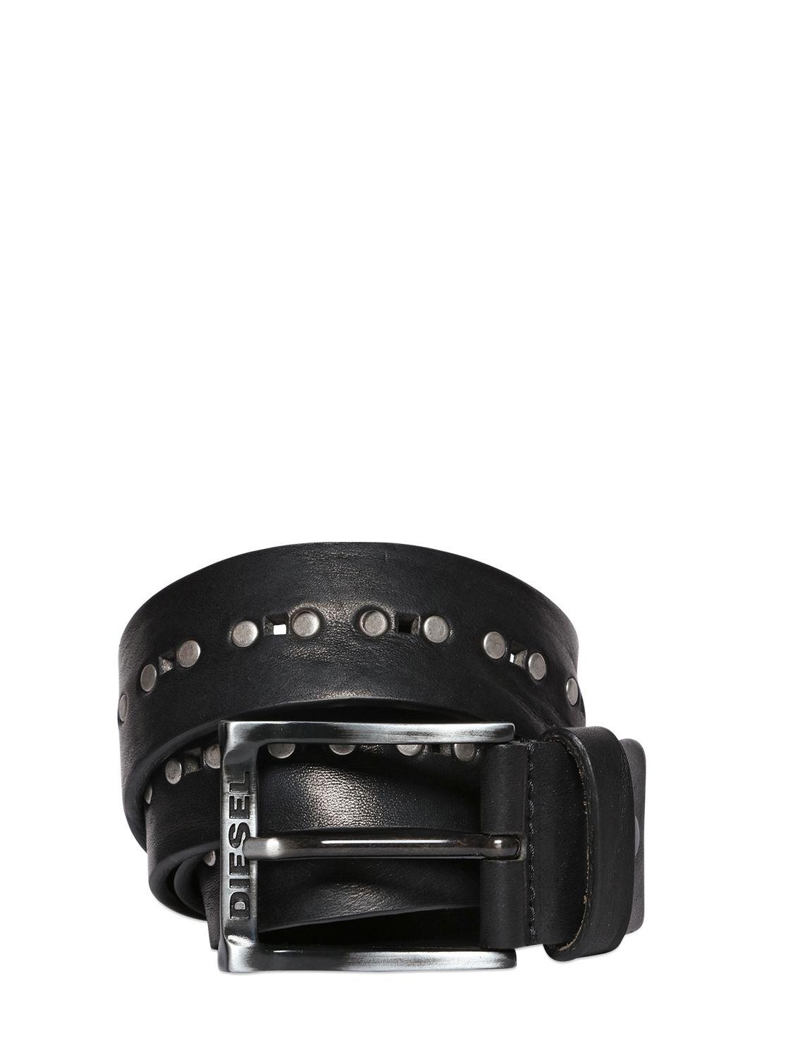 DIESEL 40mm Studded Leather Belt in Black for Men Lyst