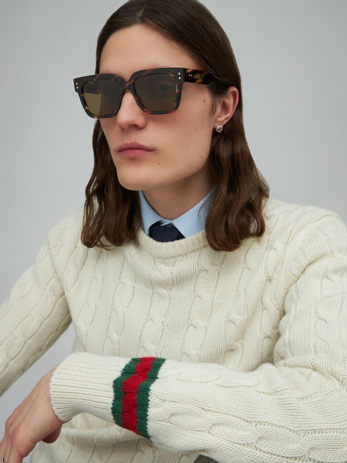vergiftigen Stressvol zelf Gucci Nouvelle Vague Square Acetate Sunglasses in Brown for Men | Lyst