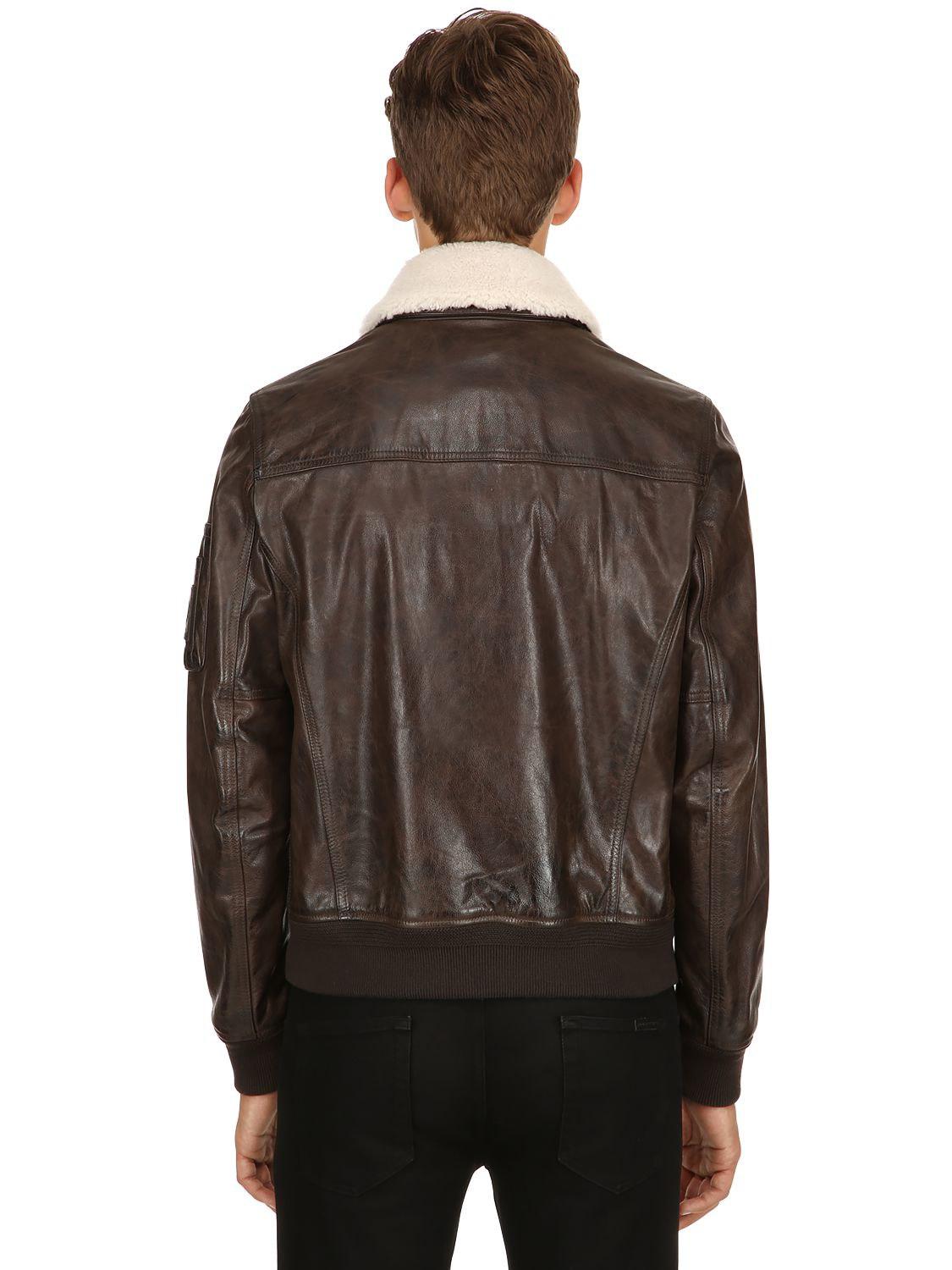 Belstaff Arne Leather Aviator Jacket in Dark Brown (Brown) for Men - Lyst