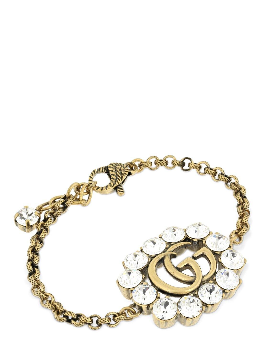 Gucci Gg Marmont Crystal Bracelet in Gold/Crystal (Metallic) - Lyst