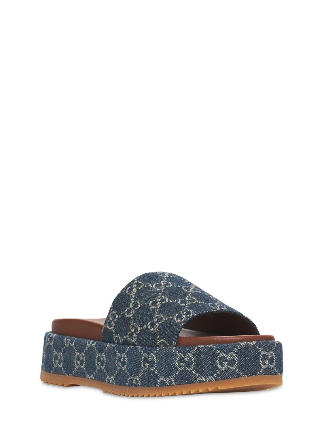 Gucci Platform Slide Sandal in Blue Lyst UK