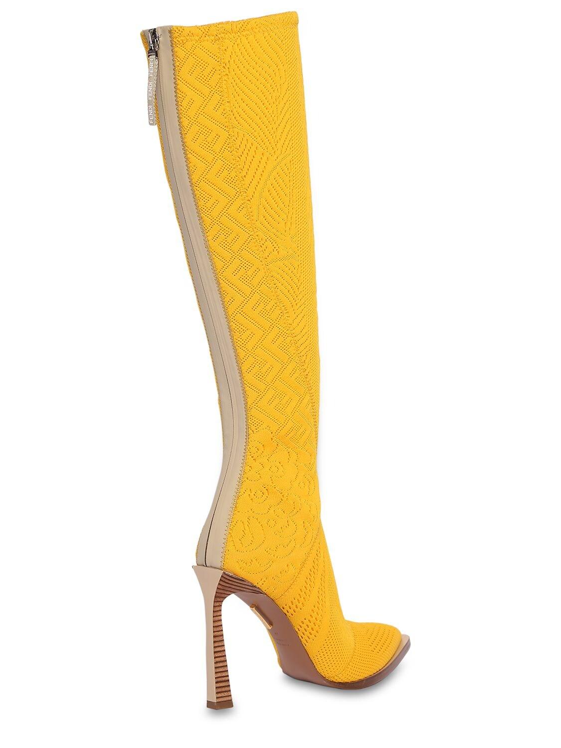 Fendi 105mm Jacquard Tall Boots in Yellow | Lyst