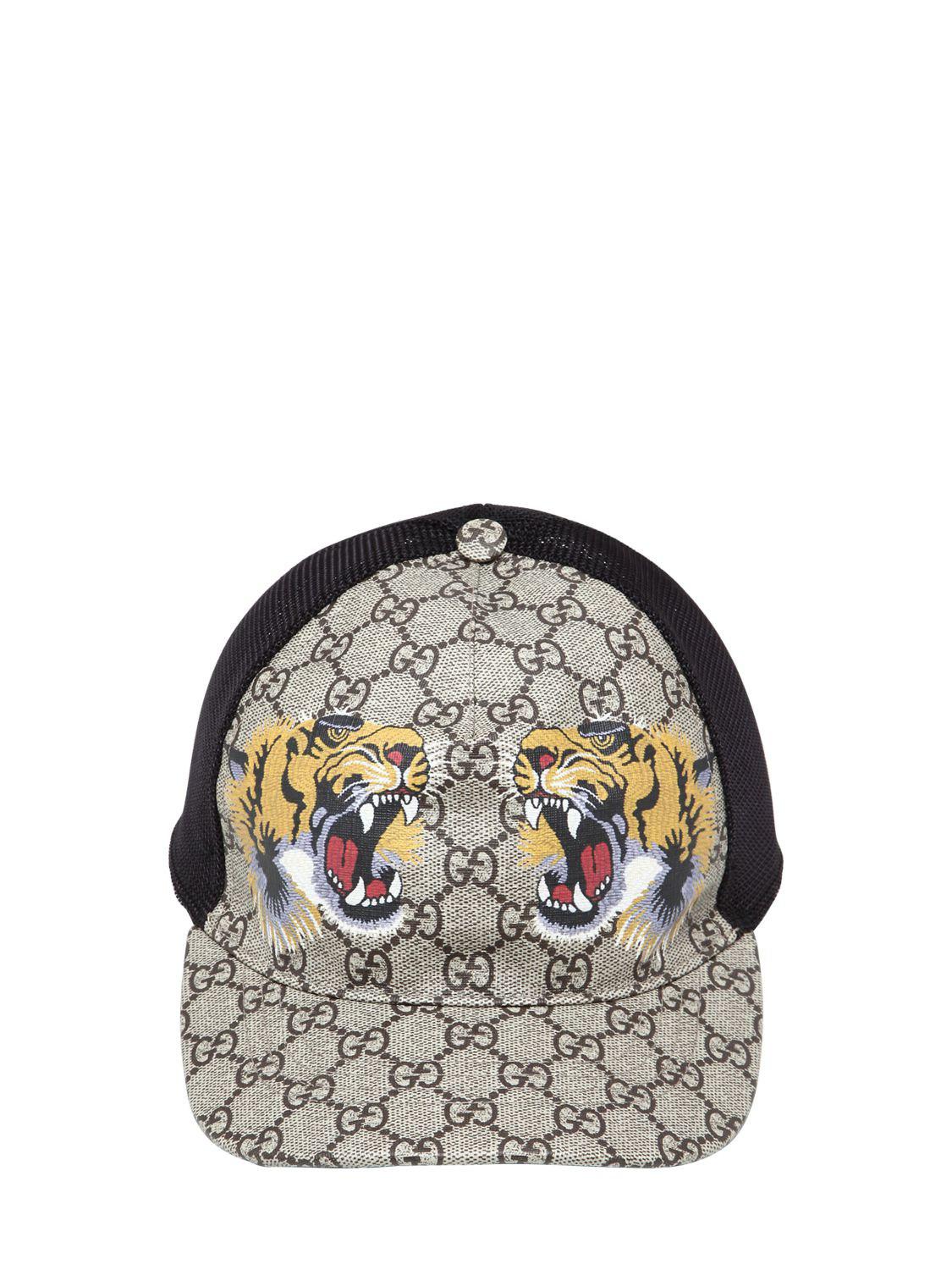 Gorra De Baseball De Lona Con Estampado Gg Y Tigre Gucci de hombre | Lyst