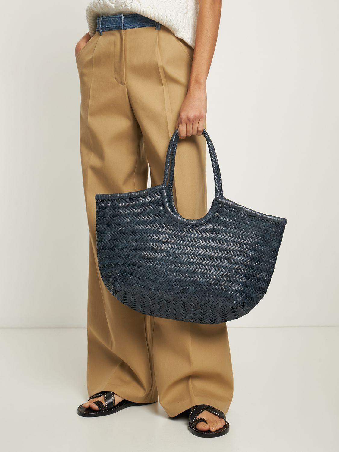 Dragon Diffusion Big Nantucket Woven Leather Basket Bag in Blue | Lyst