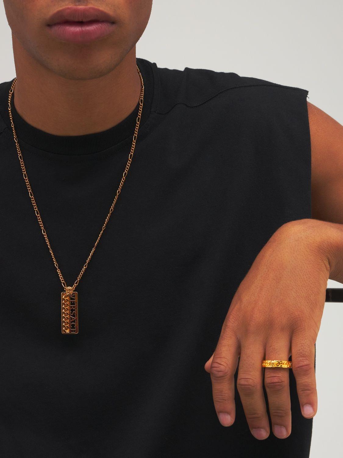 Versace Medusa Chained Ring in Metallic for Men | Lyst