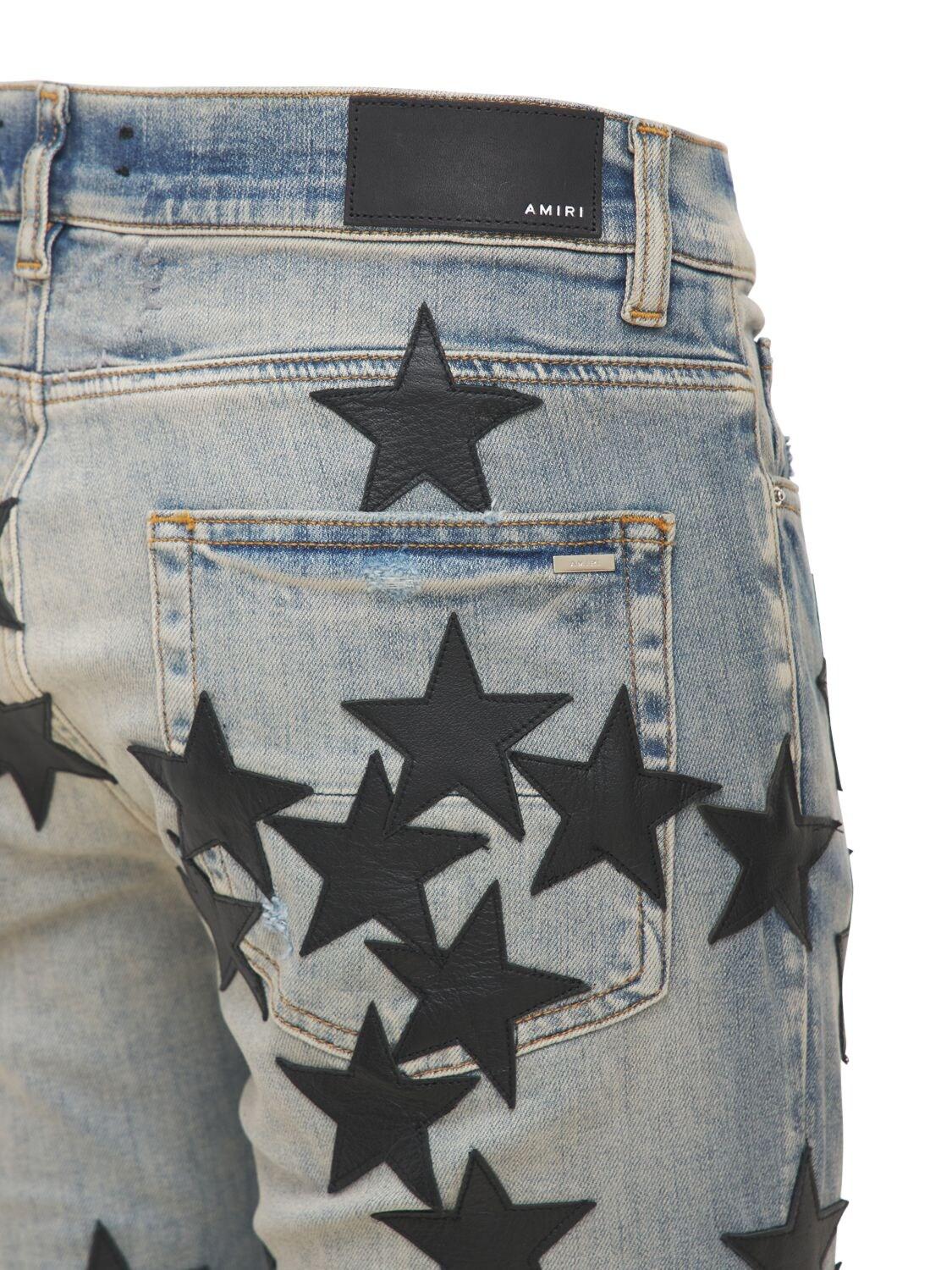 Amiri Denim Chemist Leather Stars Jeans 