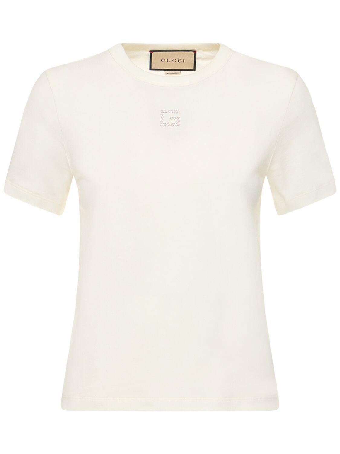 Gucci Cotton Jersey T-Shirt with Gucci Embroidery