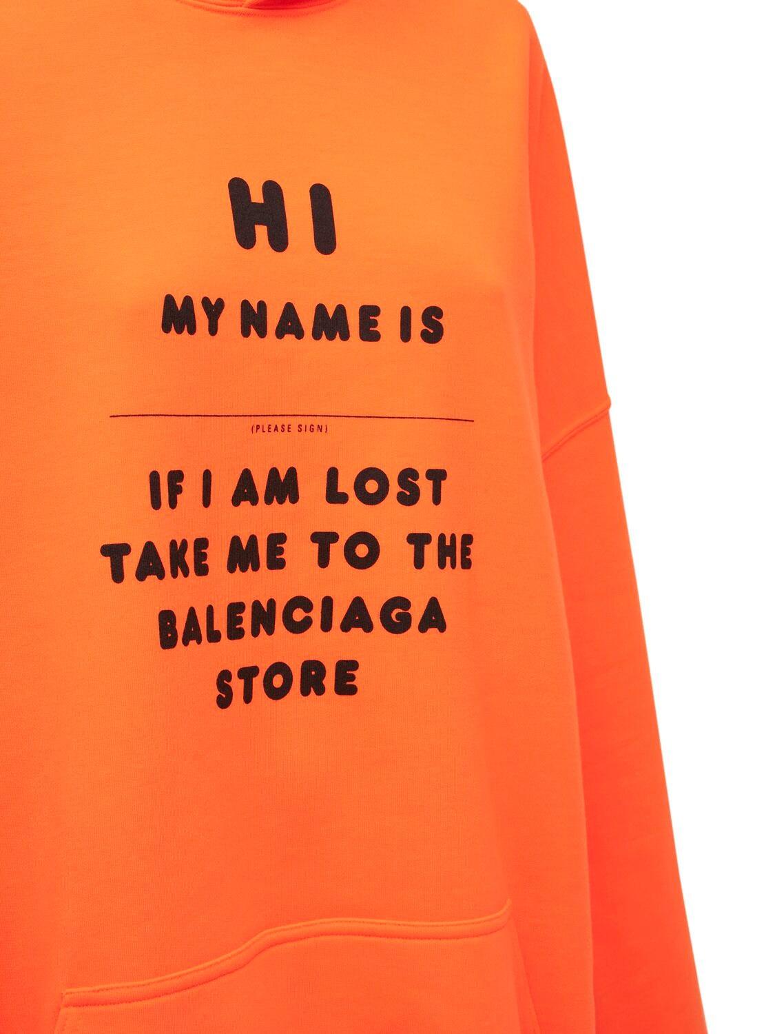 Balenciaga Logo Jersey Sweatshirt Hoodie in Orange - Lyst