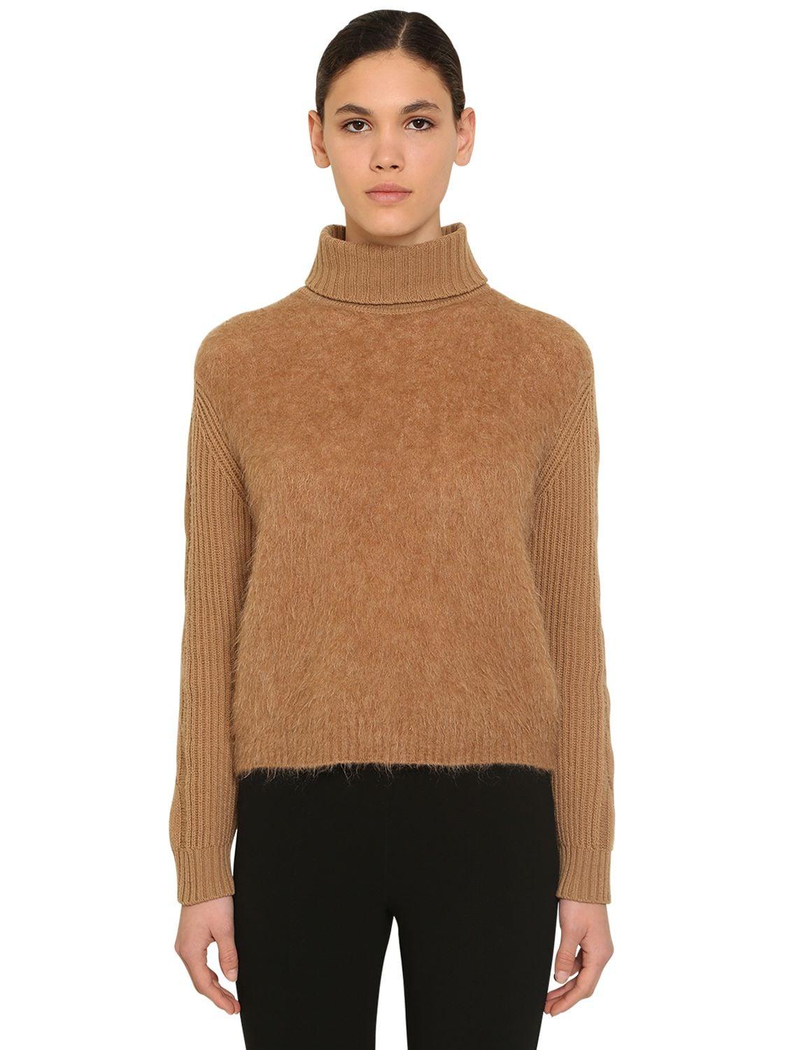Max Mara Wool Mohair Blend Knit Sweater in Camel (Natural) - Lyst