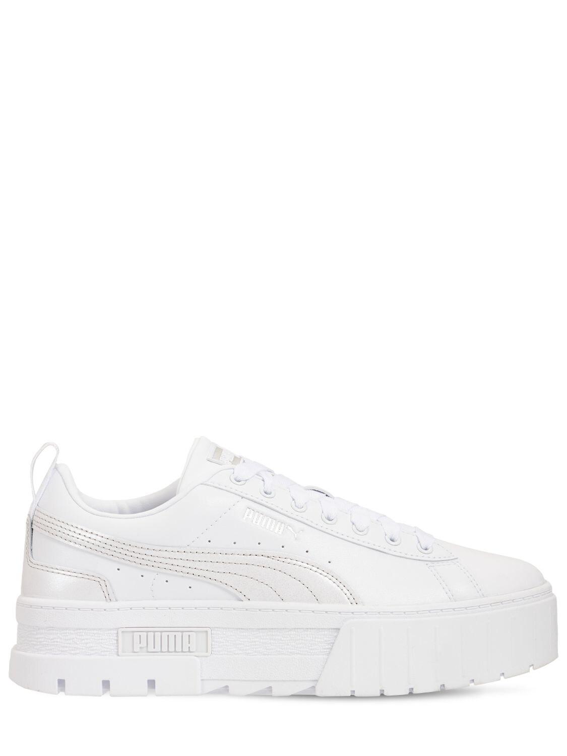 white platform puma trainers