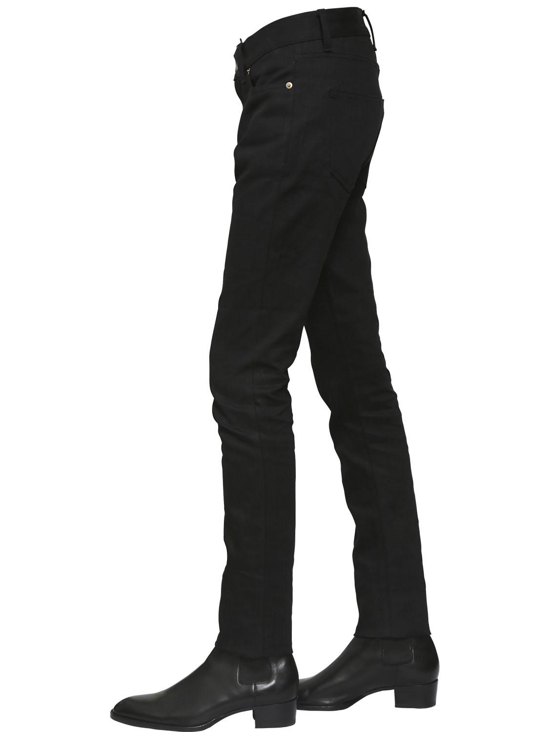 Saint Laurent 15cm D02 Low Rise Skinny Denim Jeans in Black for Men | Lyst
