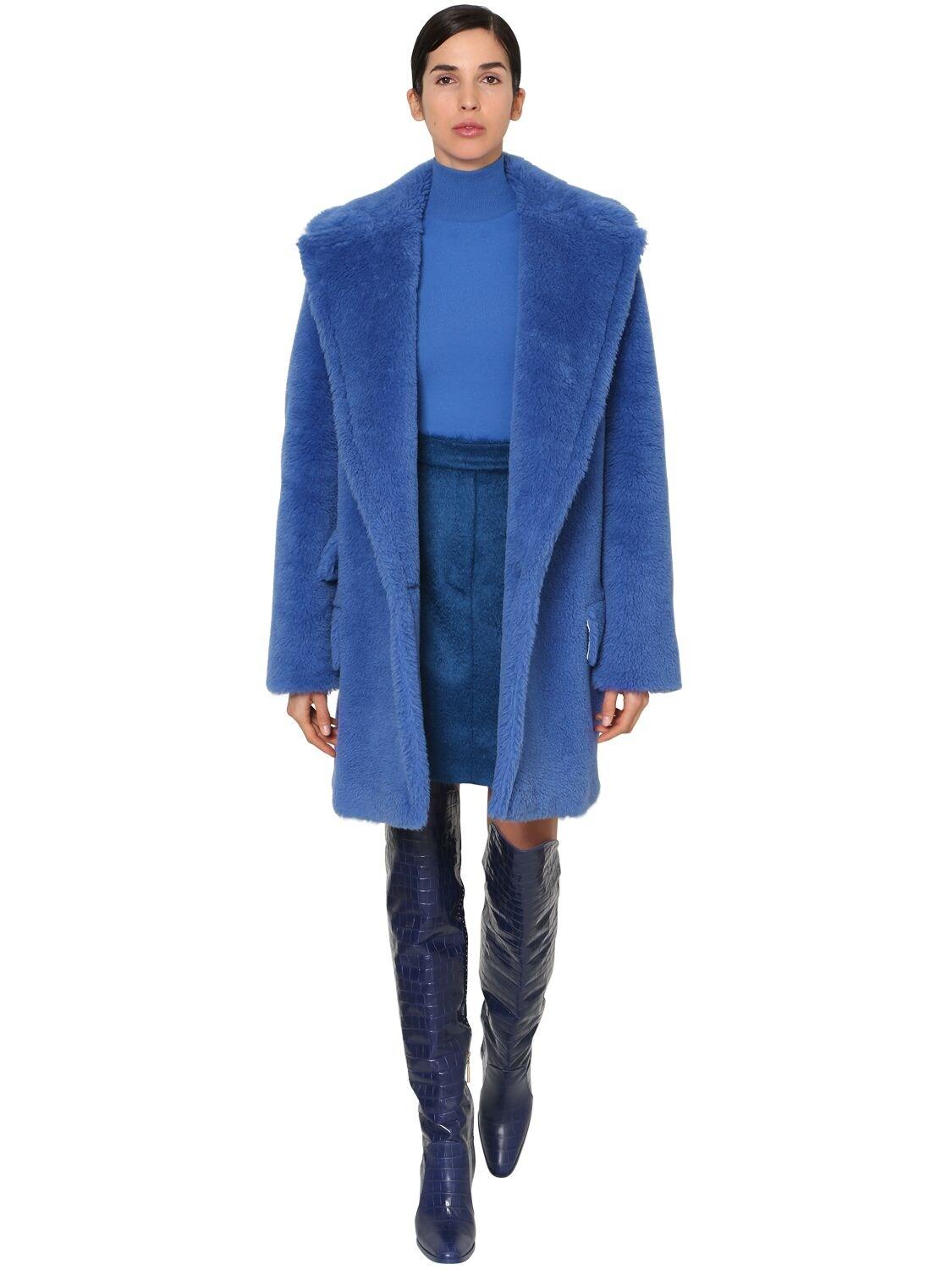 Max Mara Teddy Bear Icon Blue Wool Coats