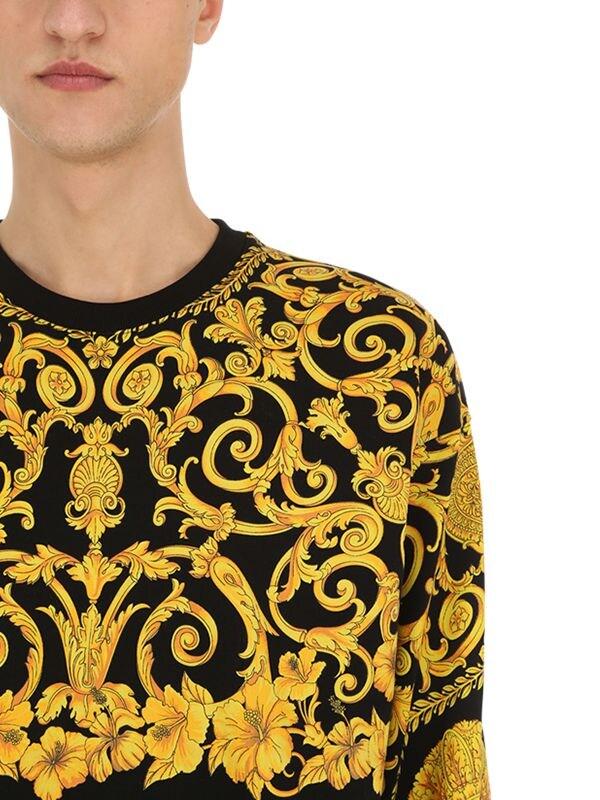 Versace Gold Hibiscus Printed Crewneck Sweater in Metallic for Men | Lyst  Australia