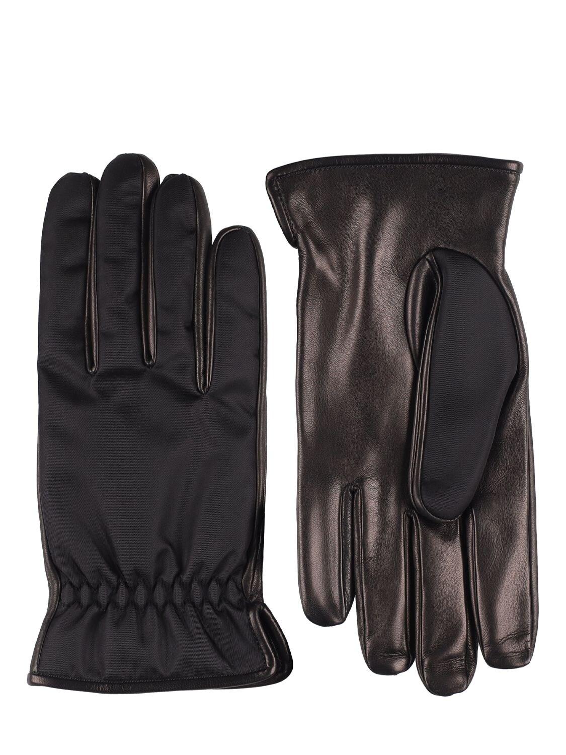 Mario Portolano Synthetic Nylon & Leather Gloves W/cashmere Lining in Black  for Men | Lyst