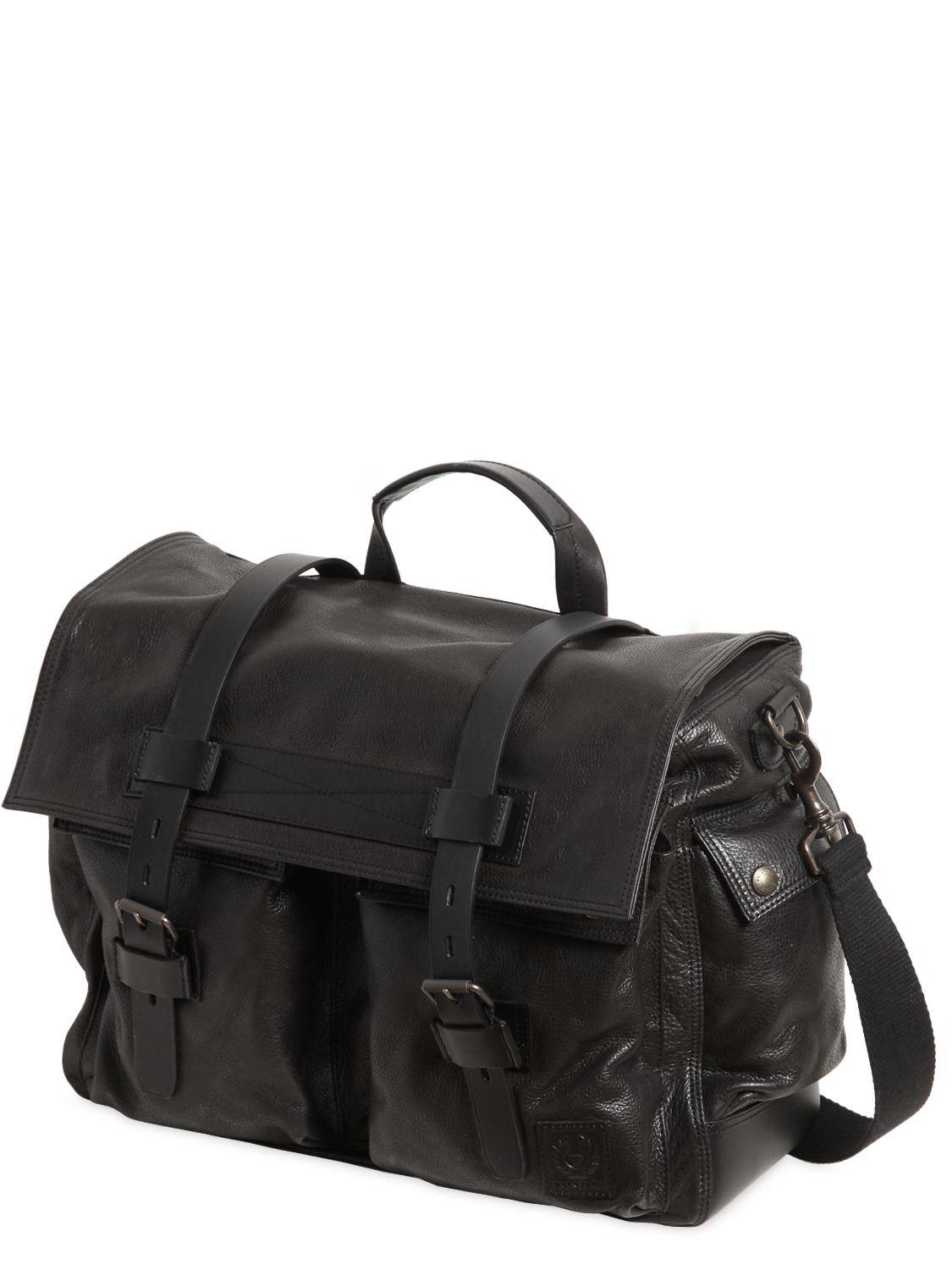 Belstaff Colonial Leather Messenger Bag in Black for Men | Lyst