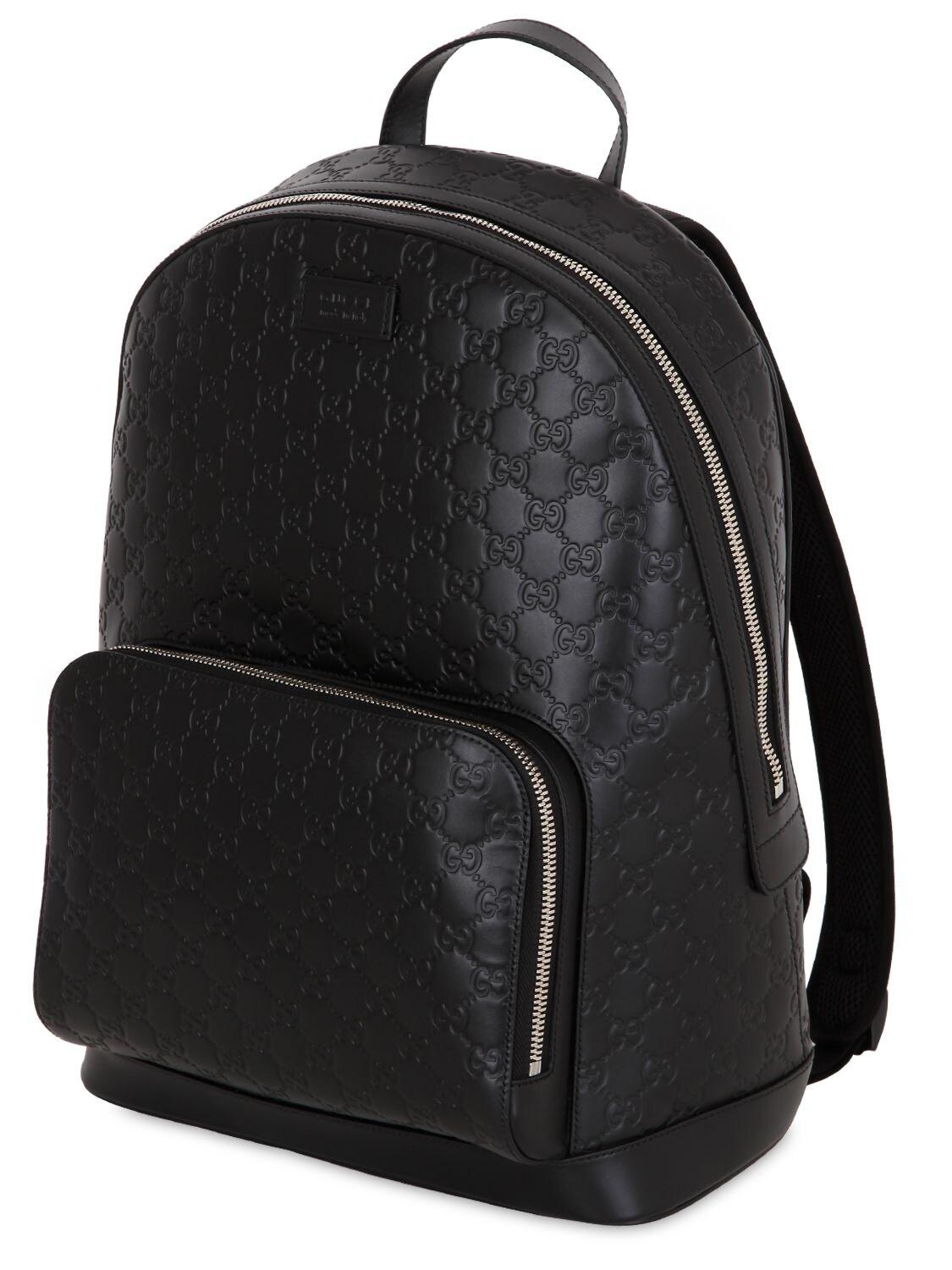 gucci black leather backpack