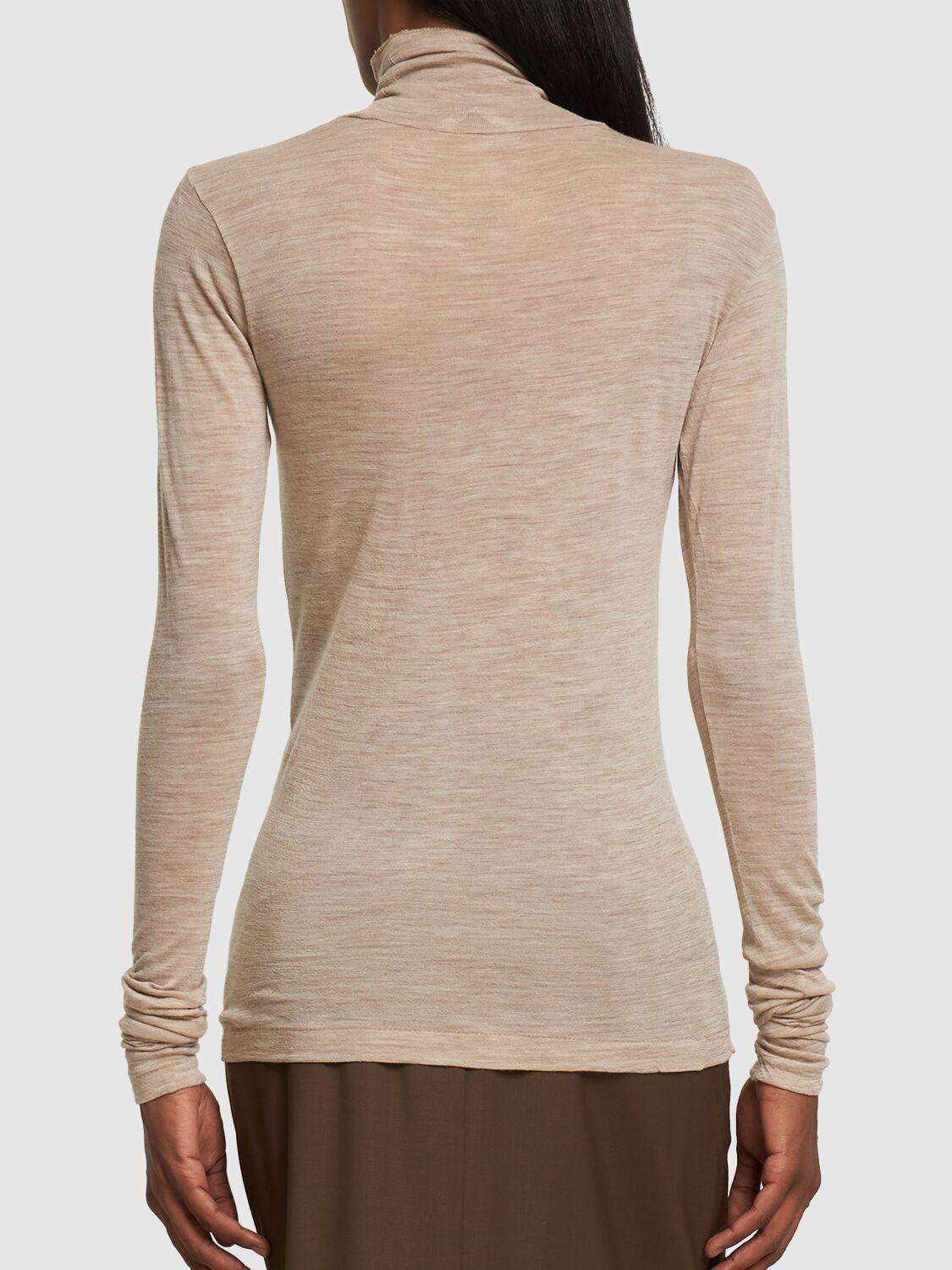 AURALEE Super Soft Sheer Wool Jersey Top in Natural | Lyst