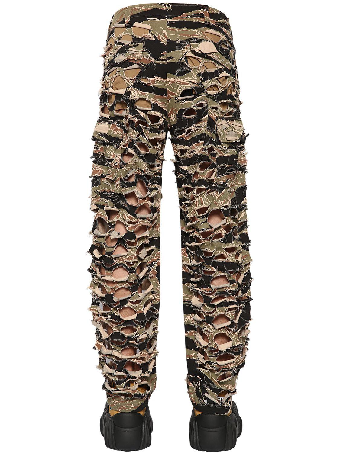 Vetements Military-net Cutout Camo Canvas Pants in Green for Men | Lyst