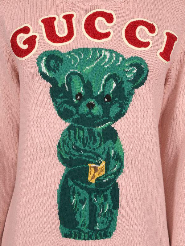 klep Industrieel Vies Gucci Bear Wool Jacquard Sweater in Pink for Men | Lyst