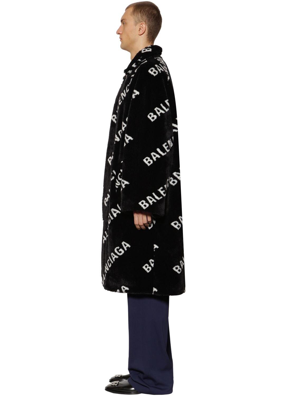 Balenciaga Ao Fur Coat in Black for Men | Lyst