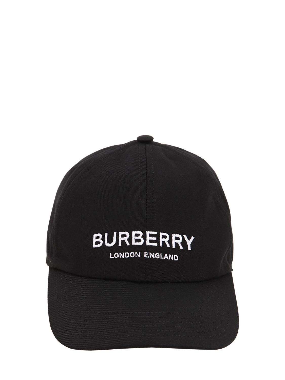 Burberry Embroidered Logo Baseball Cap in Black for Men | Lyst