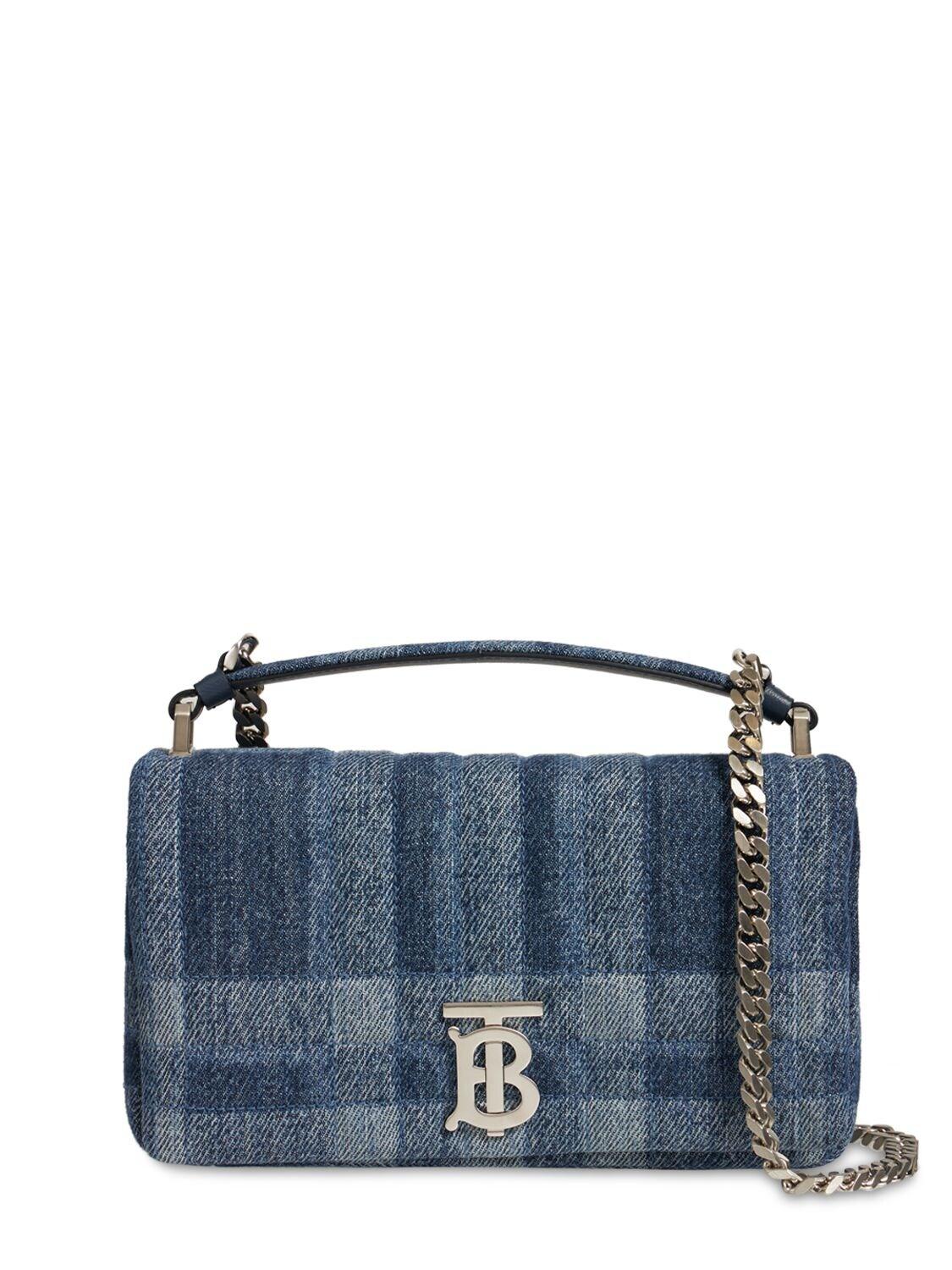 国内発送送料無料 Burberryレディース ブルー Lola コットンデニムショルダーバッグ 躍太鼓09