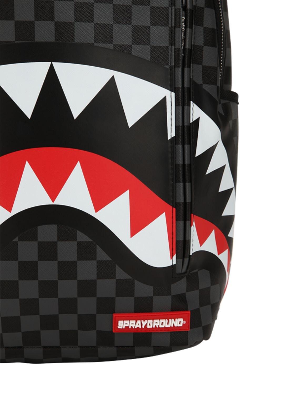 Sprayground Brown Checkered Backpack Shark In Paris Monogram