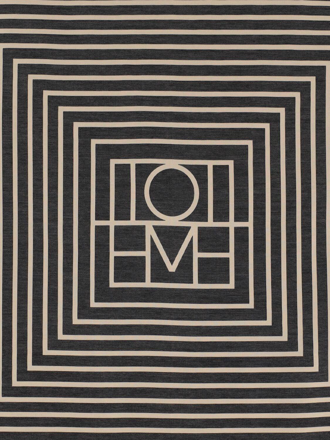 Striped monogram cotton silk scarf crème – Totême