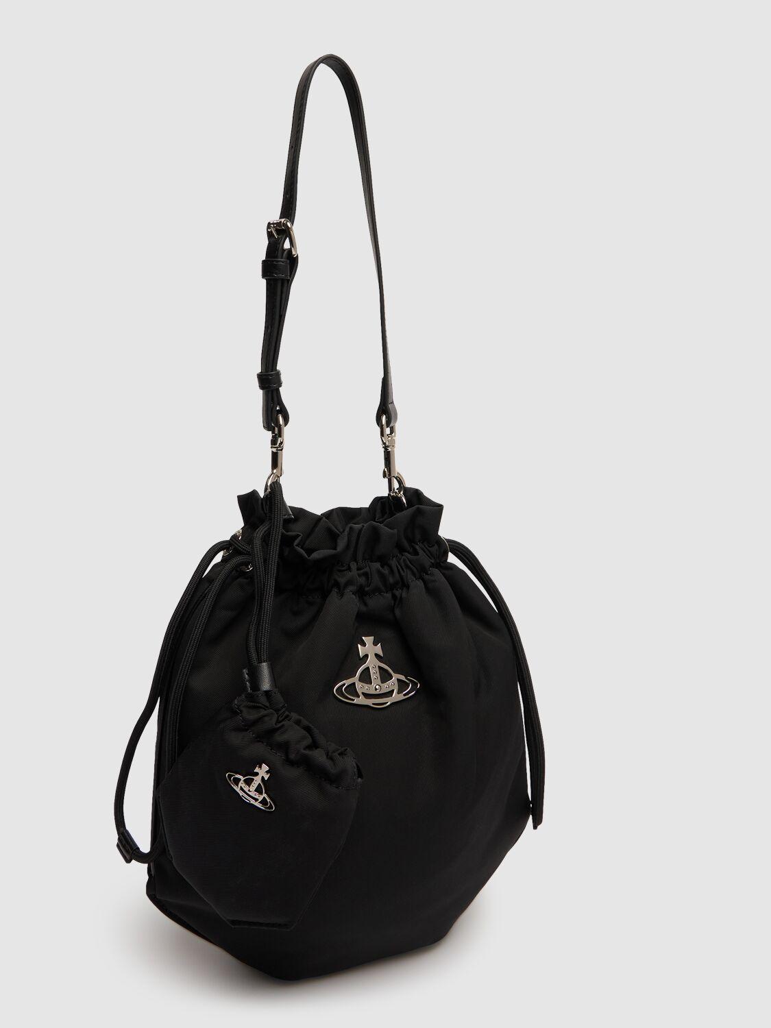ショルダーバッグ・ポシェット Vivienne Westwood Women's Nylon Drawstring Pouch Set Black Vivienne Westwood Black Re-Nylon Drawstring Pouch Vivienne