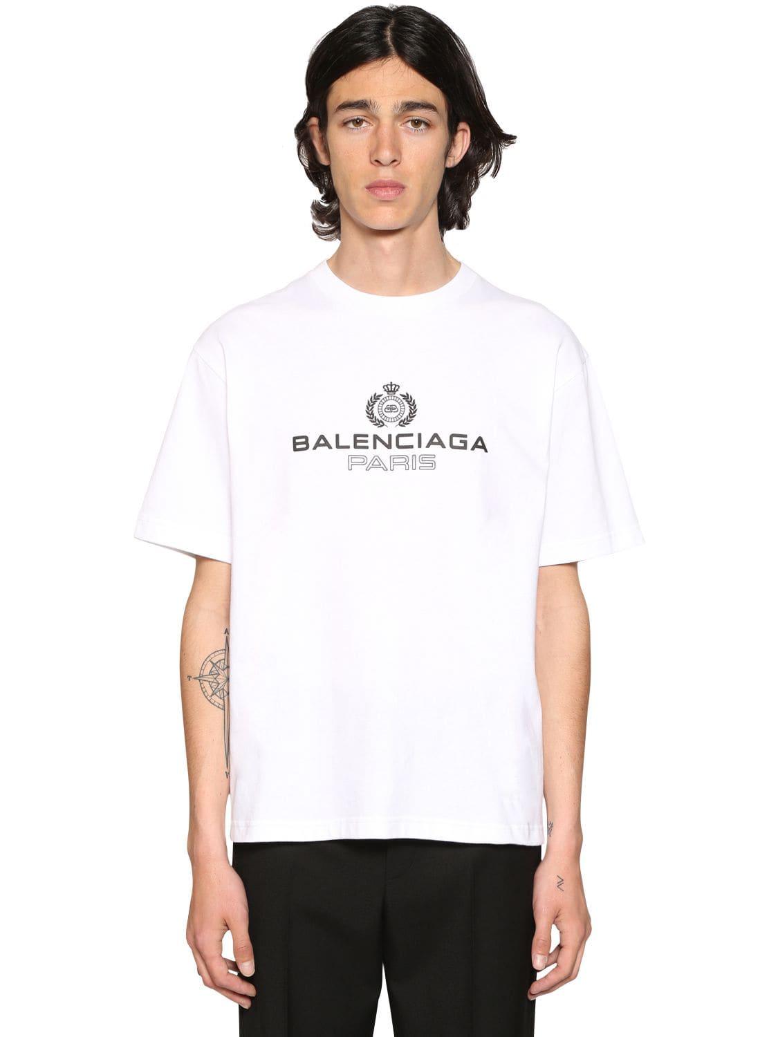 Balenciaga T-shirt Aus Baumwolljersey Mit Druck in Weiß für Herren | Lyst DE
