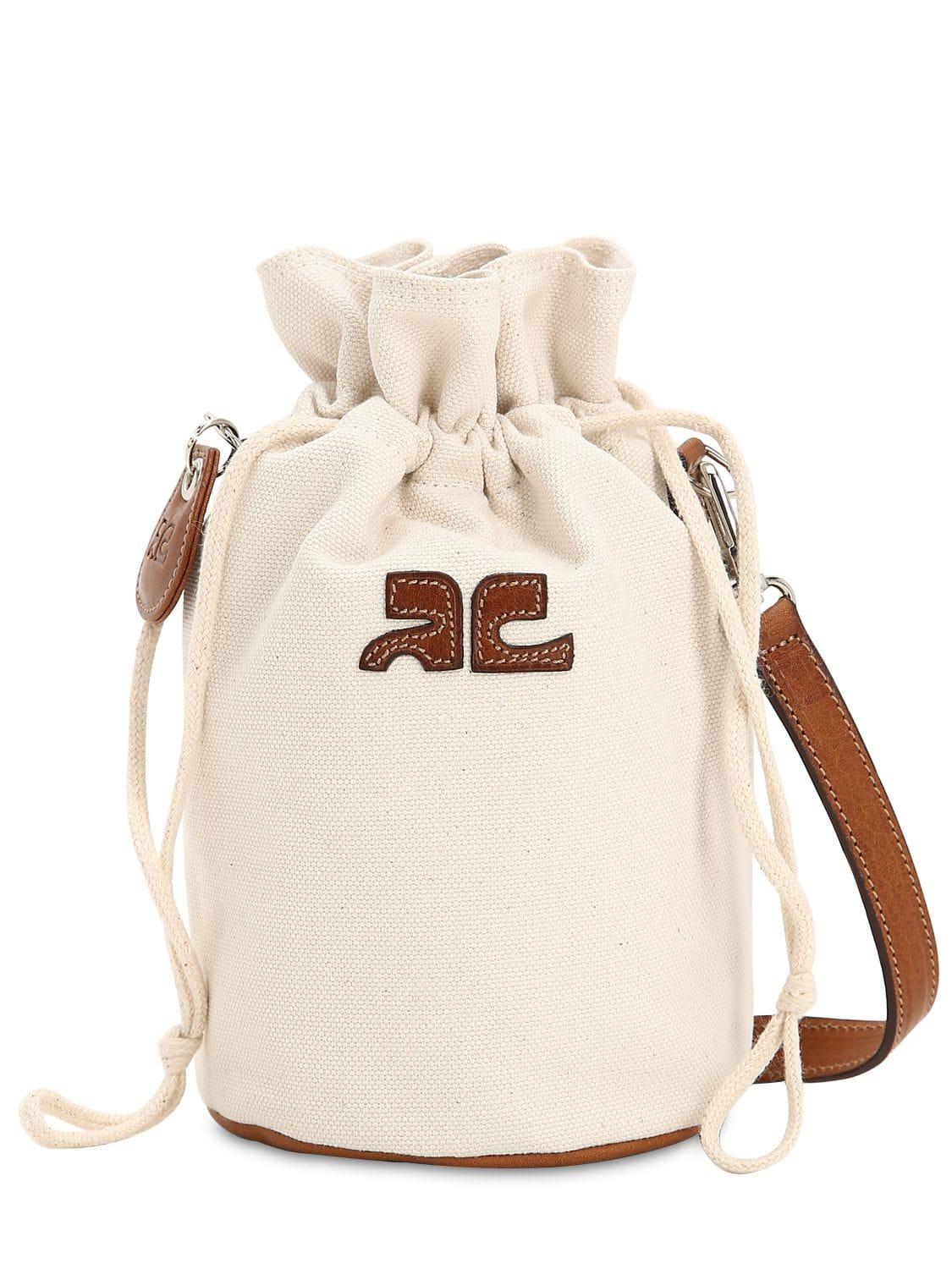 Courreges Mini Iconic Cotton Canvas Shoulder Bag in Natural - Lyst