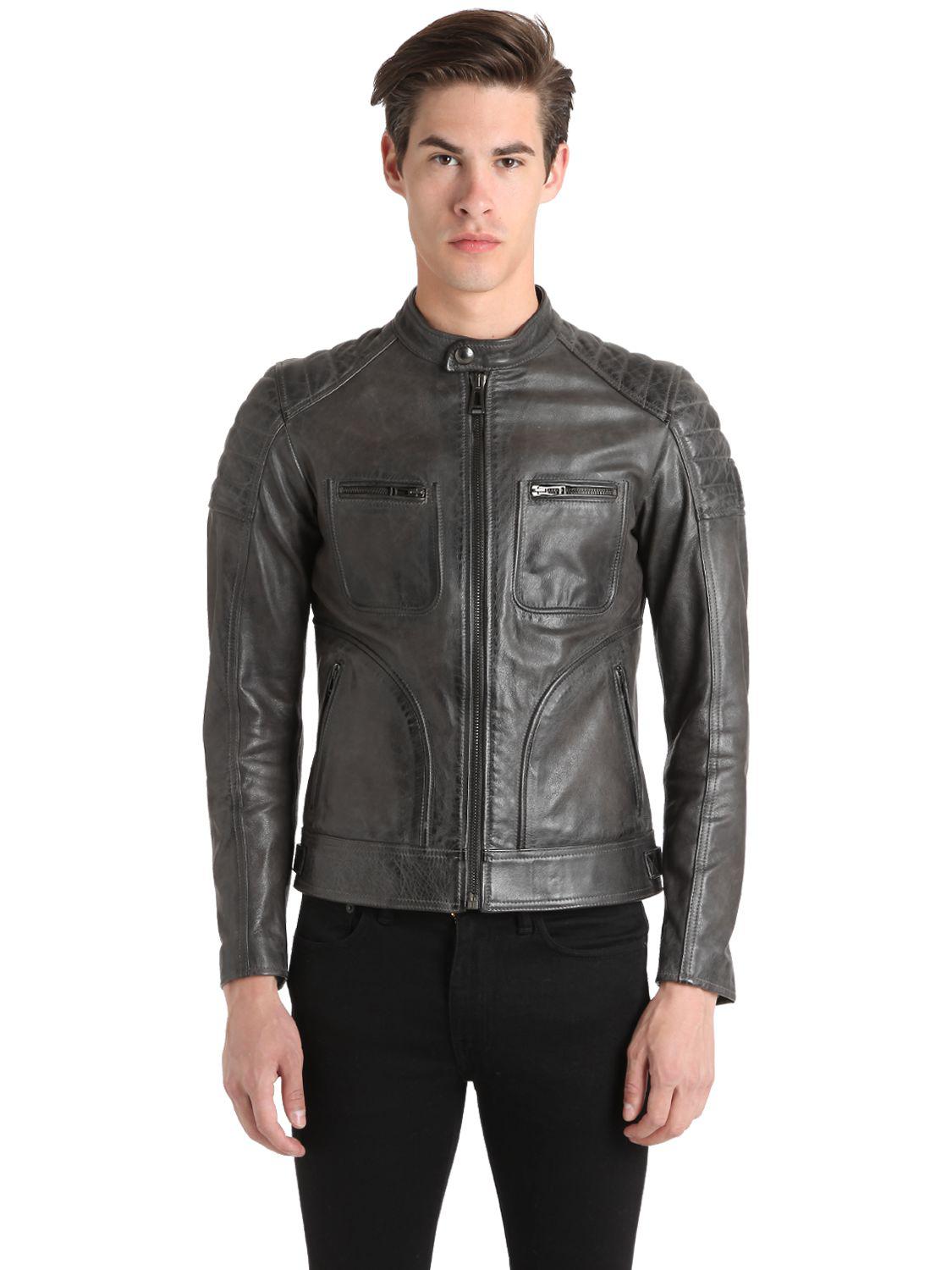 Belstaff Weybridge Leather Jacket in 46-48-56 (Grey) for Men - Lyst