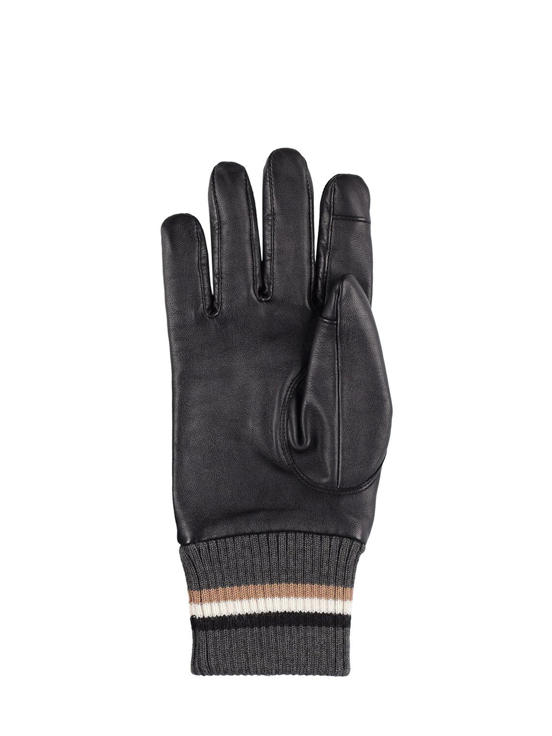 BOSS by HUGO BOSS Hayden Leather Gloves in Black for Men | Lyst