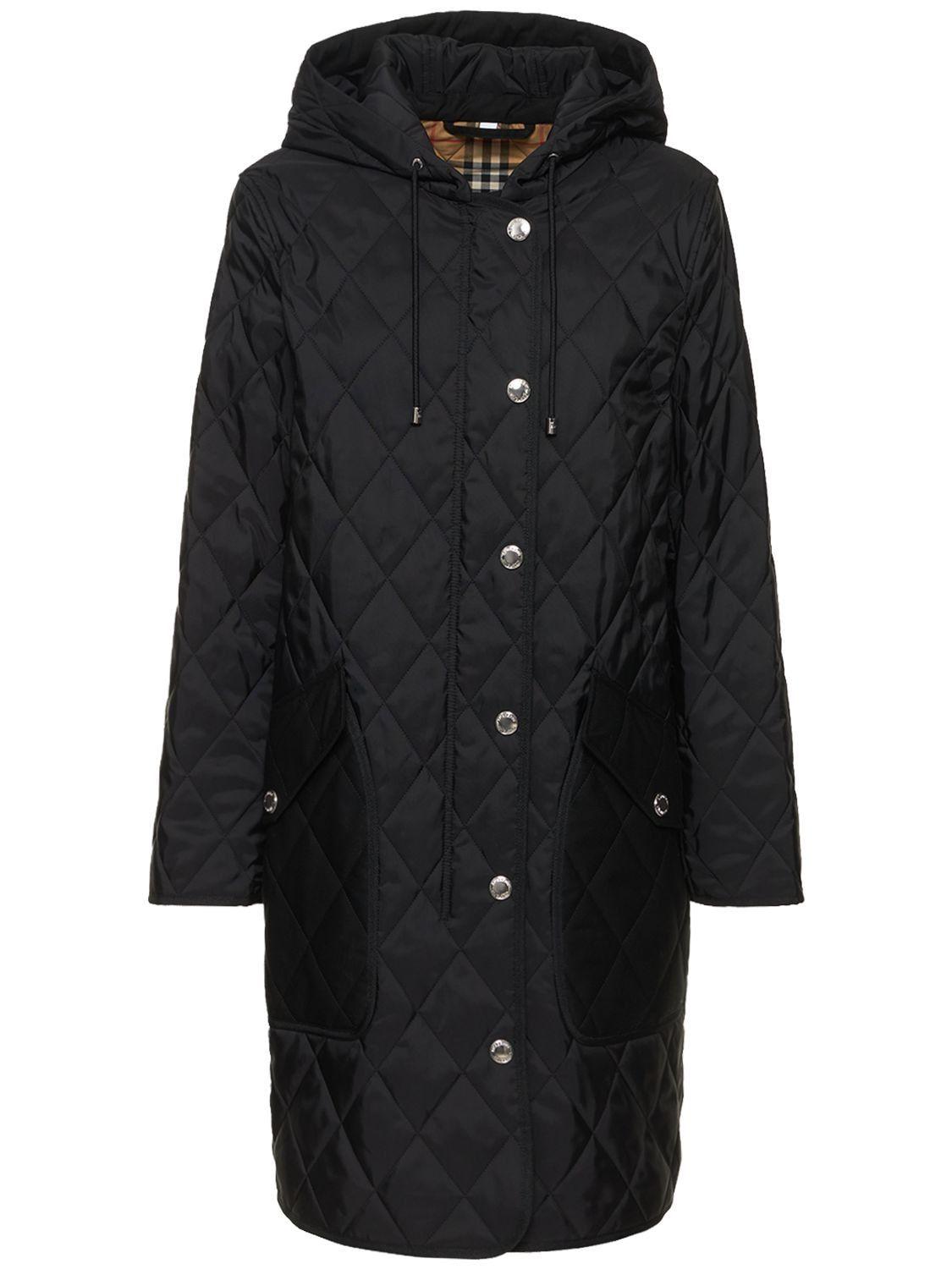 Burberry Roxby Quilted Nylon Coat in Black | Lyst