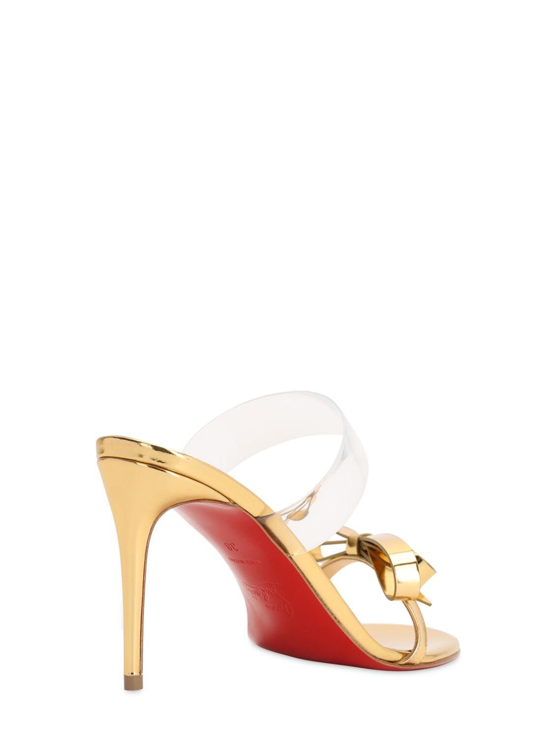 Christian Louboutin 85mm Just Nodo Leather & Pvc Sandals in Gold