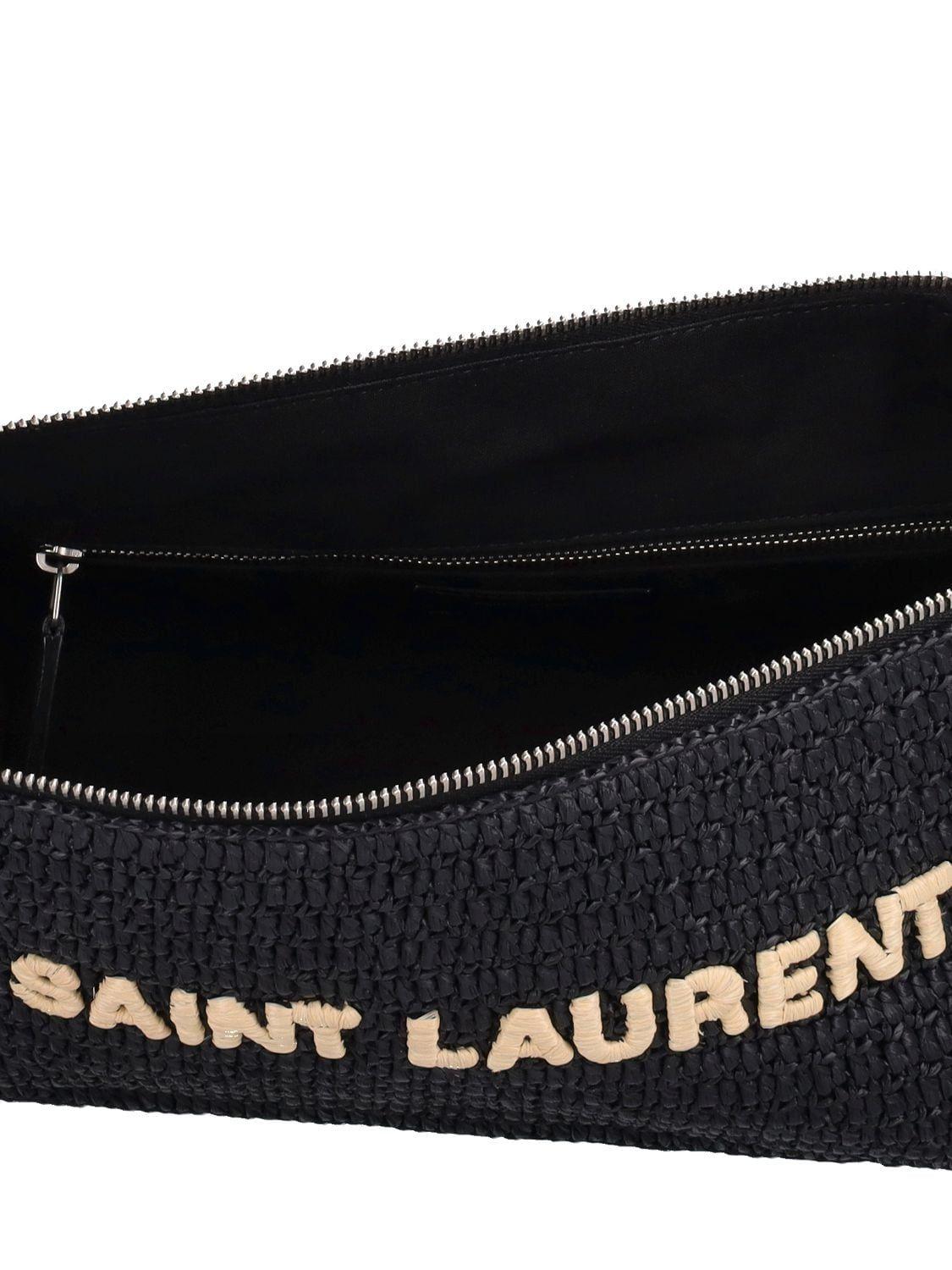 Saint Laurent Le Rafia Crossbody Bag in Nero/Natural