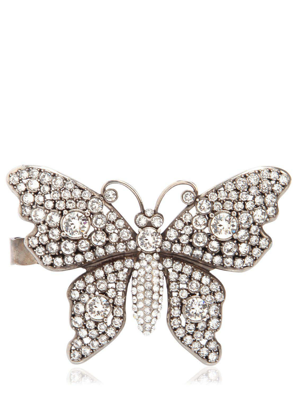 Gucci Crystal Butterfly Hand Bracelet in Metallic - Lyst