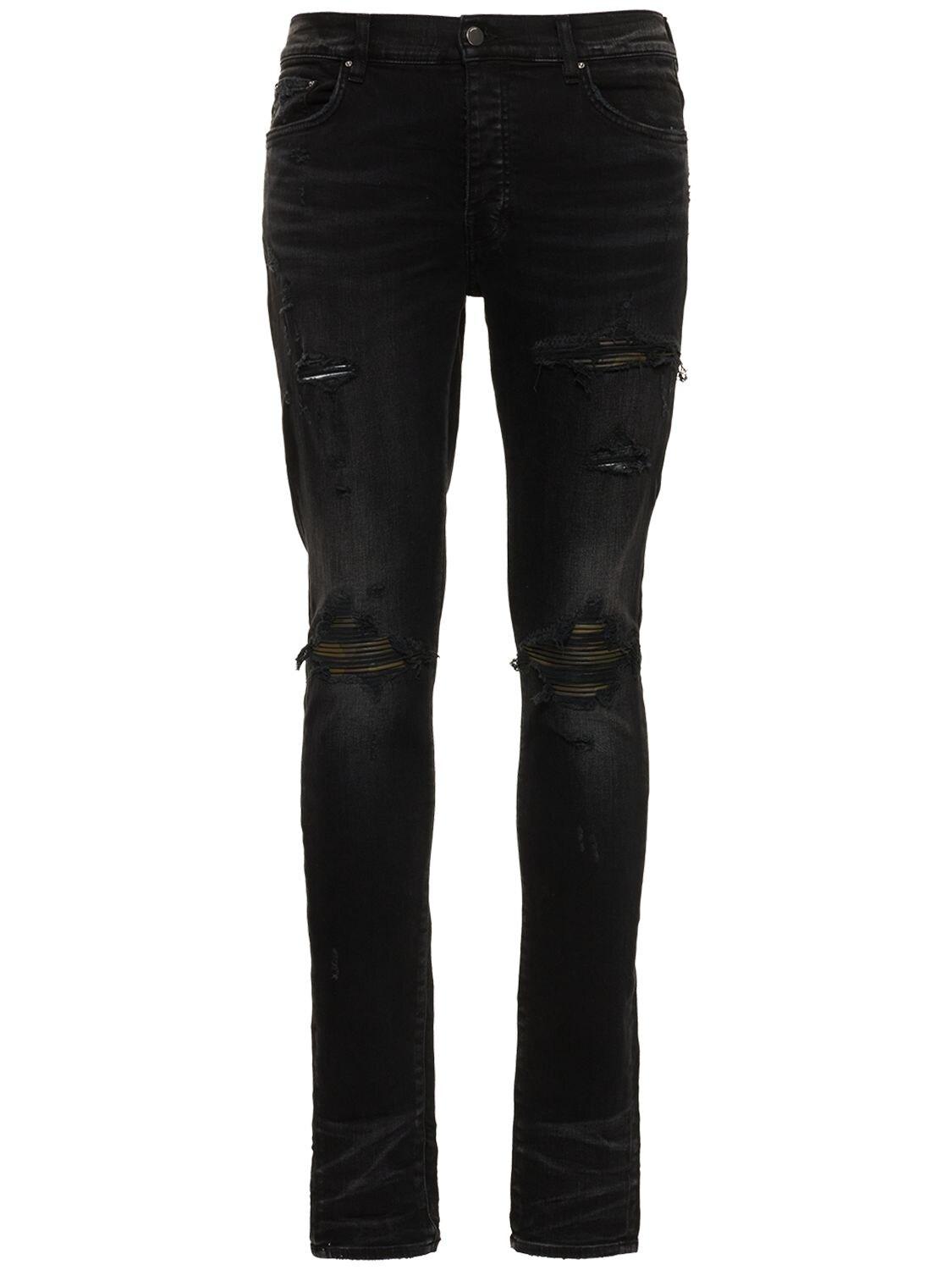Amiri Mx1 Leather Camo Stretch Denim Jeans in Black for Men | Lyst UK