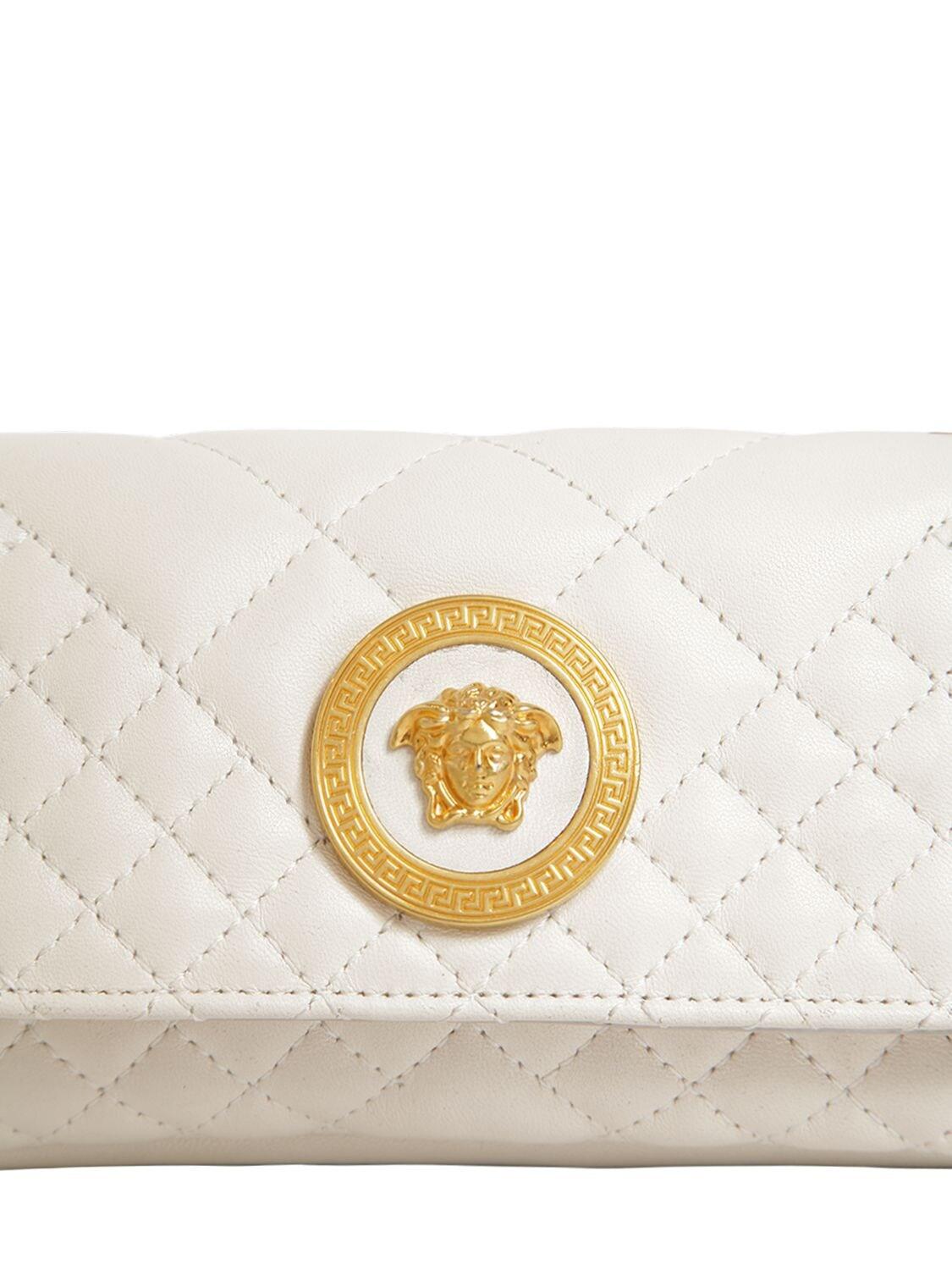Versace Mini Icon Quilted Leather Shoulder Bag in White Lyst
