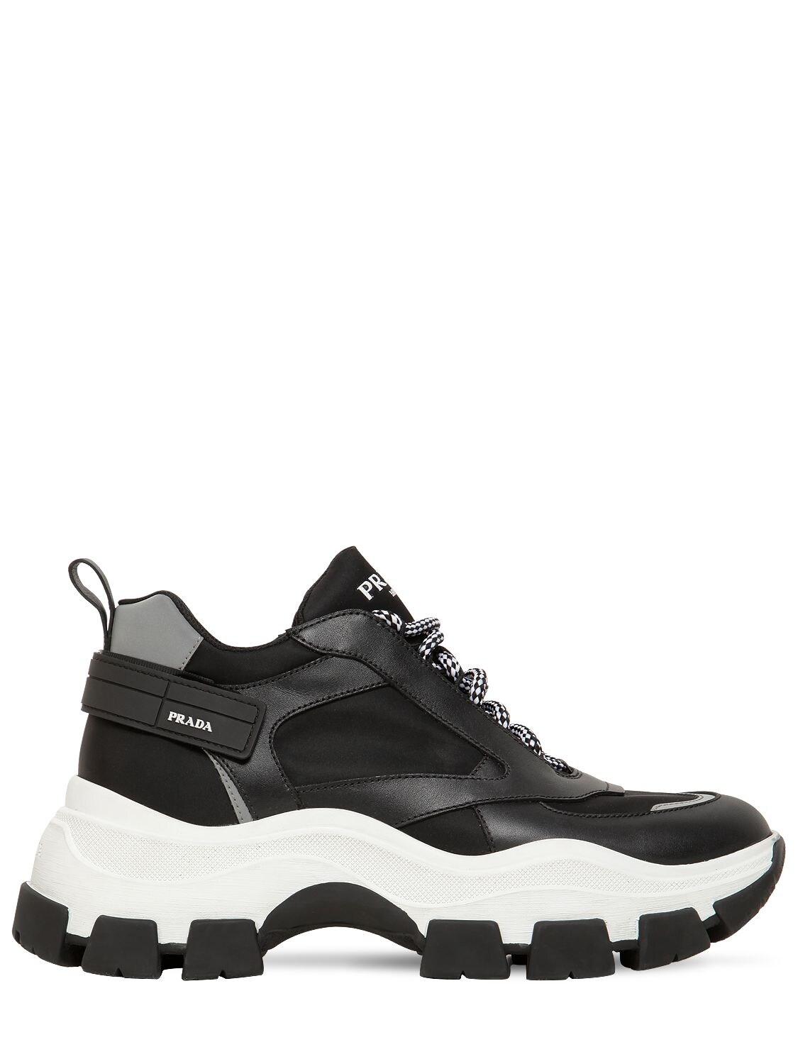 Prada Synthetic Chunky Nylon Sneakers in Black/White (Black) for Men ...