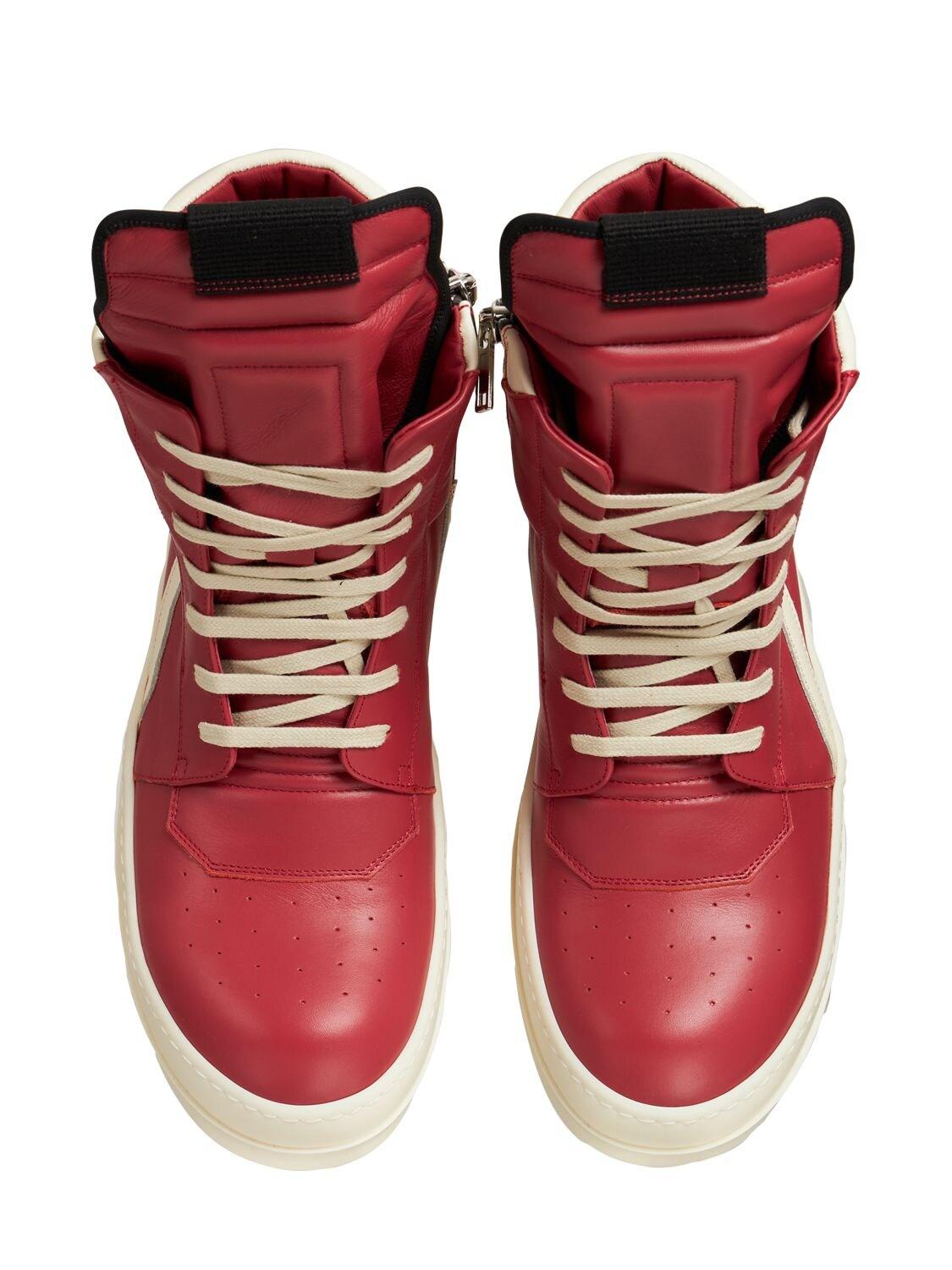 メンズ Rick Owens Geobasket レザースニーカー レッド | Lyst
