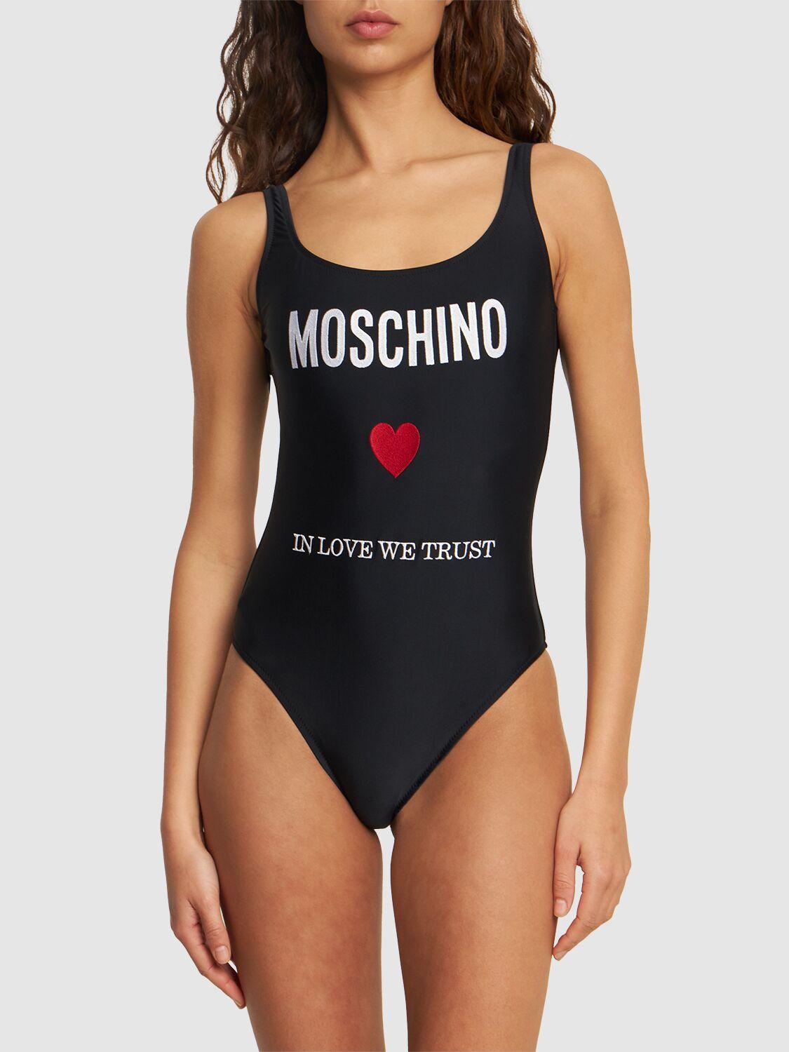 Moschino レディース ブラック ロゴ ワンピース水着 ビーチウェア  