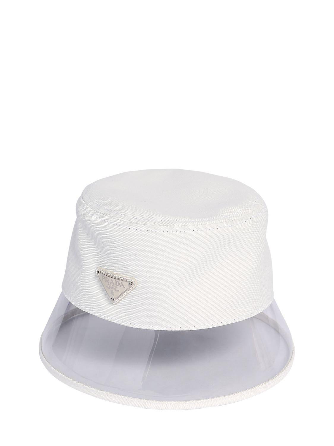 white prada bucket hat